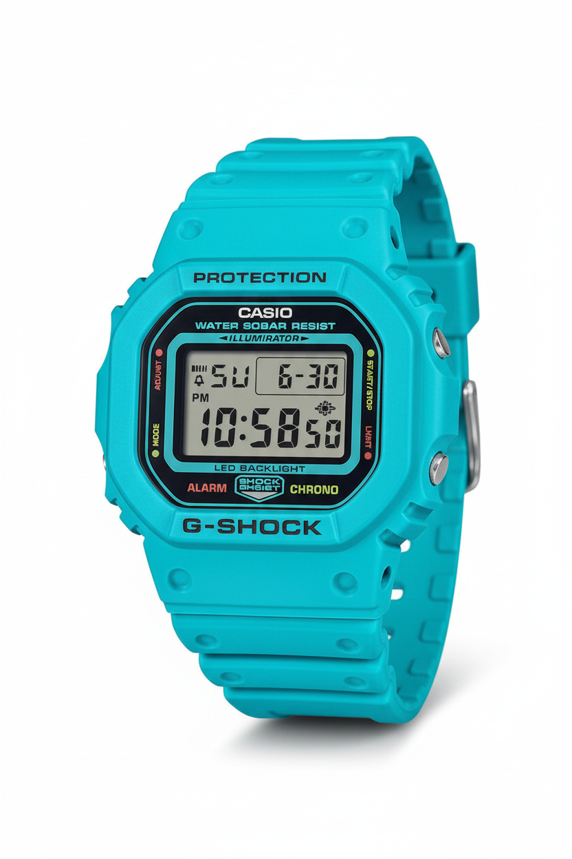 Casio G-Shock DW-5600EP-2DR - fondo blanco ángulo