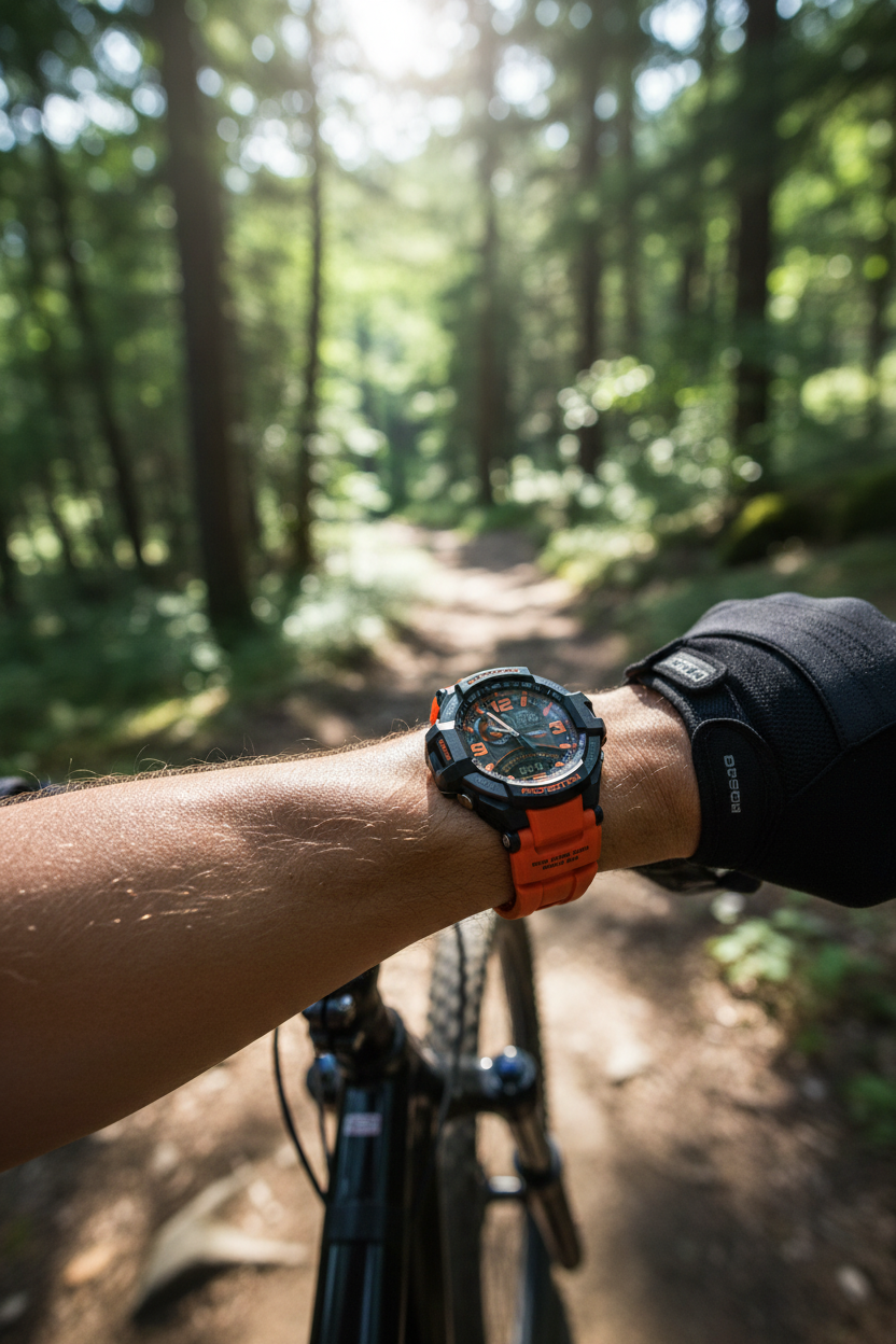 Casio G-Shock GA-1000-4ADR lifestyle - mountain bike trail
