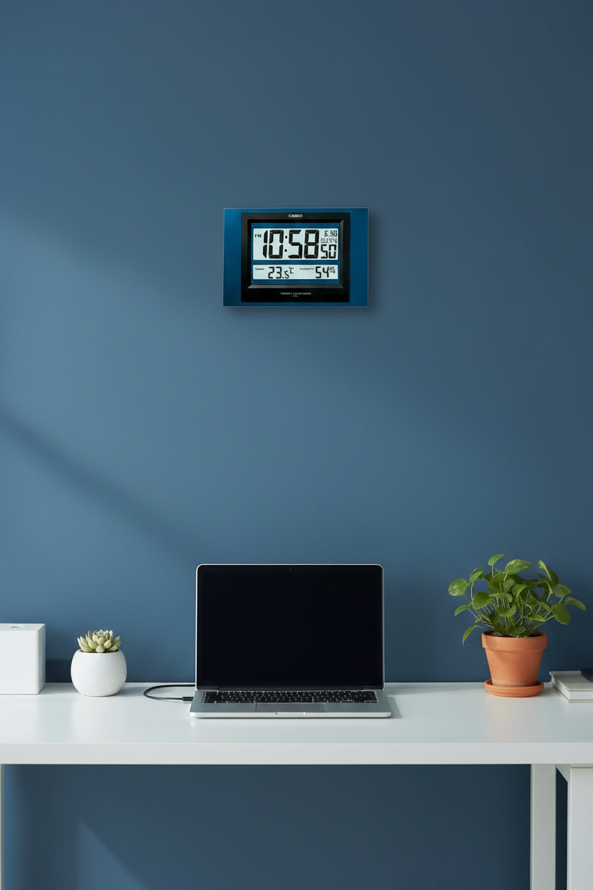 Casio ID-16S-2DF reloj de pared digital en home office navy