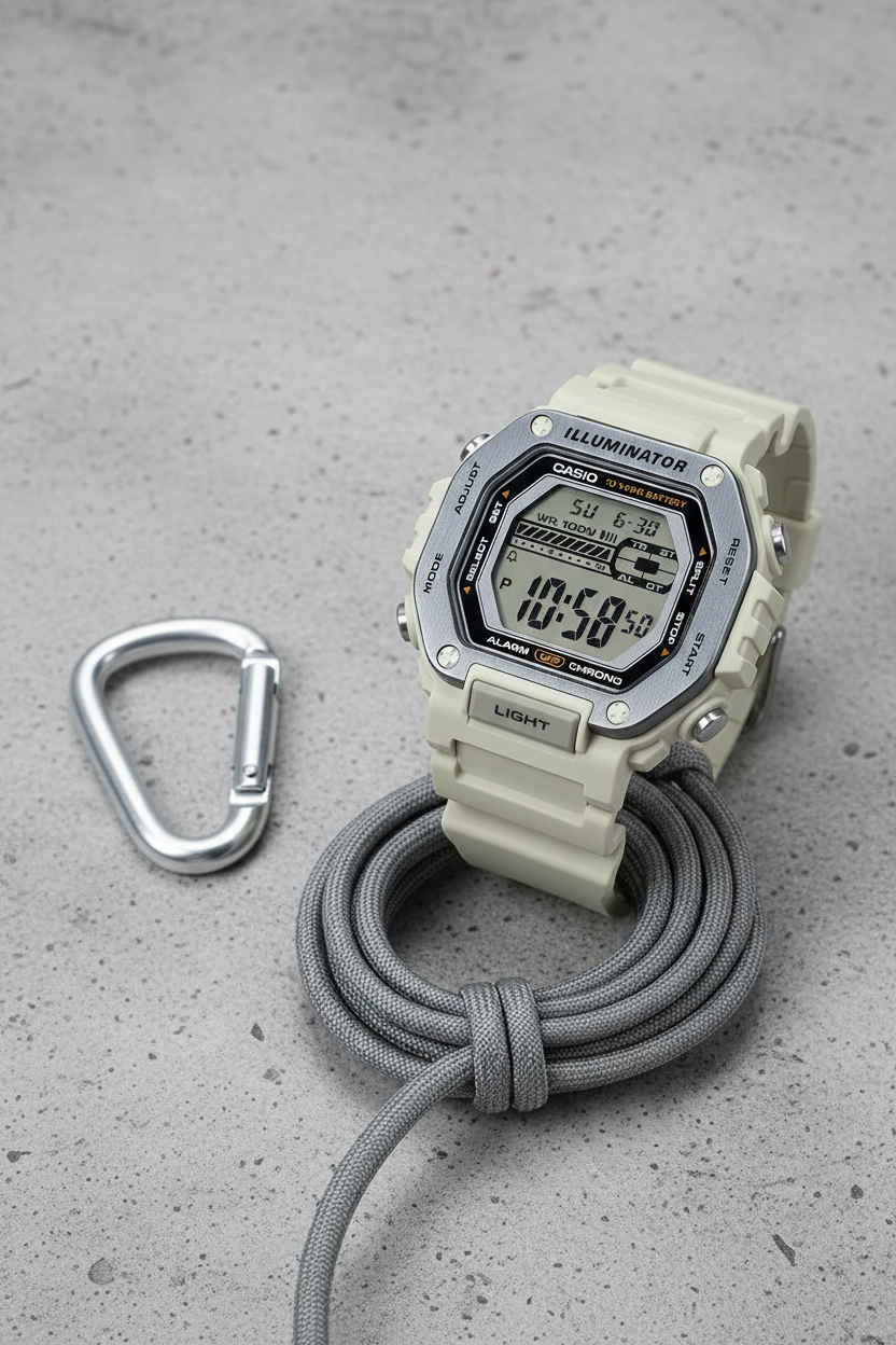 Casio MWD-110H-8AVDF sobre concreto gris urbano