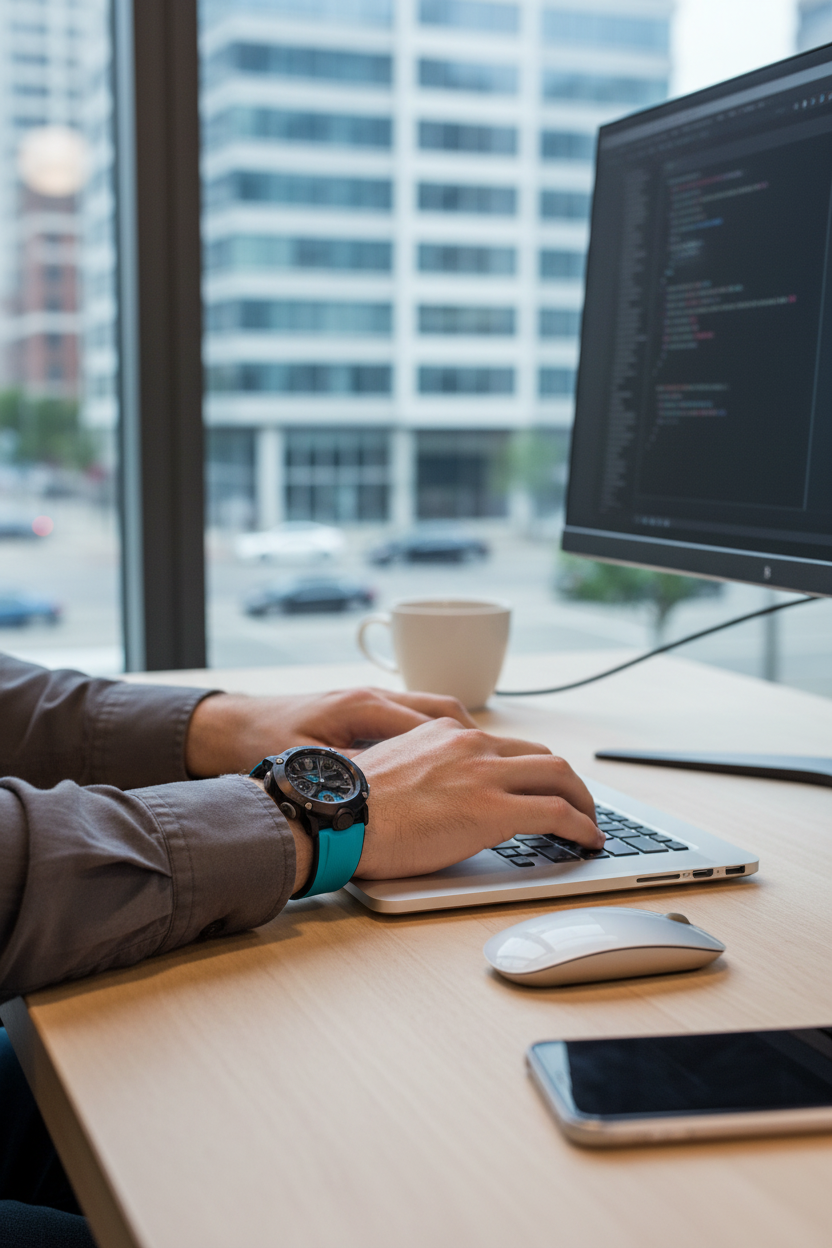 Casio G-Shock GA-2000-1A2DR lifestyle - workspace tech