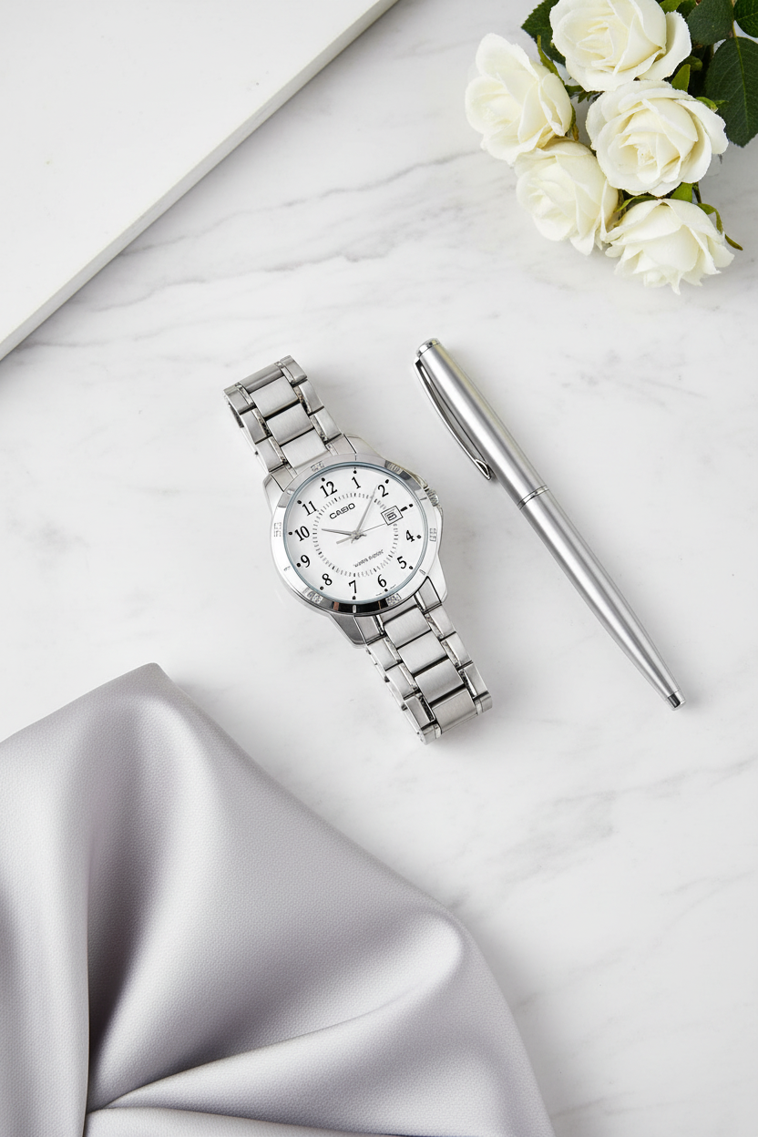 Producto - Mármol blanco con rosas y pluma