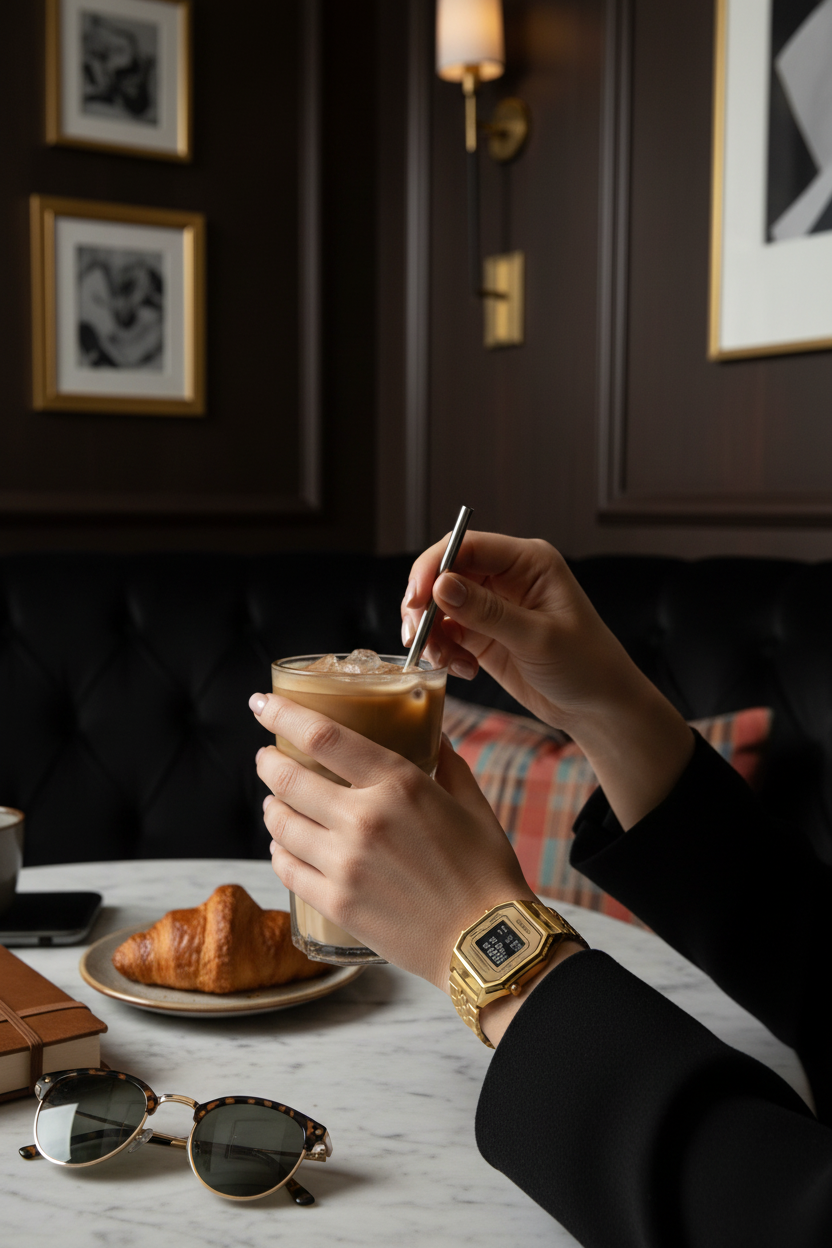 Casio LA680WGA-9BDF lifestyle - café chic