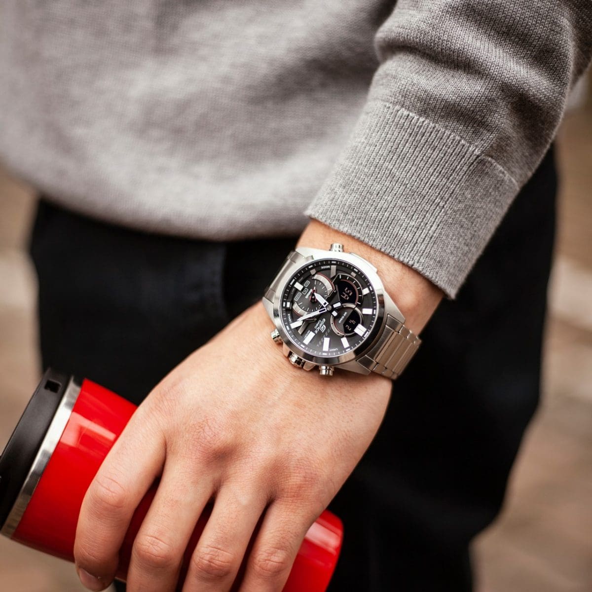 RELOJ ANALÓGICO-DIGITAL PARA HOMBRE CASIO EDIFICE ECB-30D-1ADF - PLATEADO