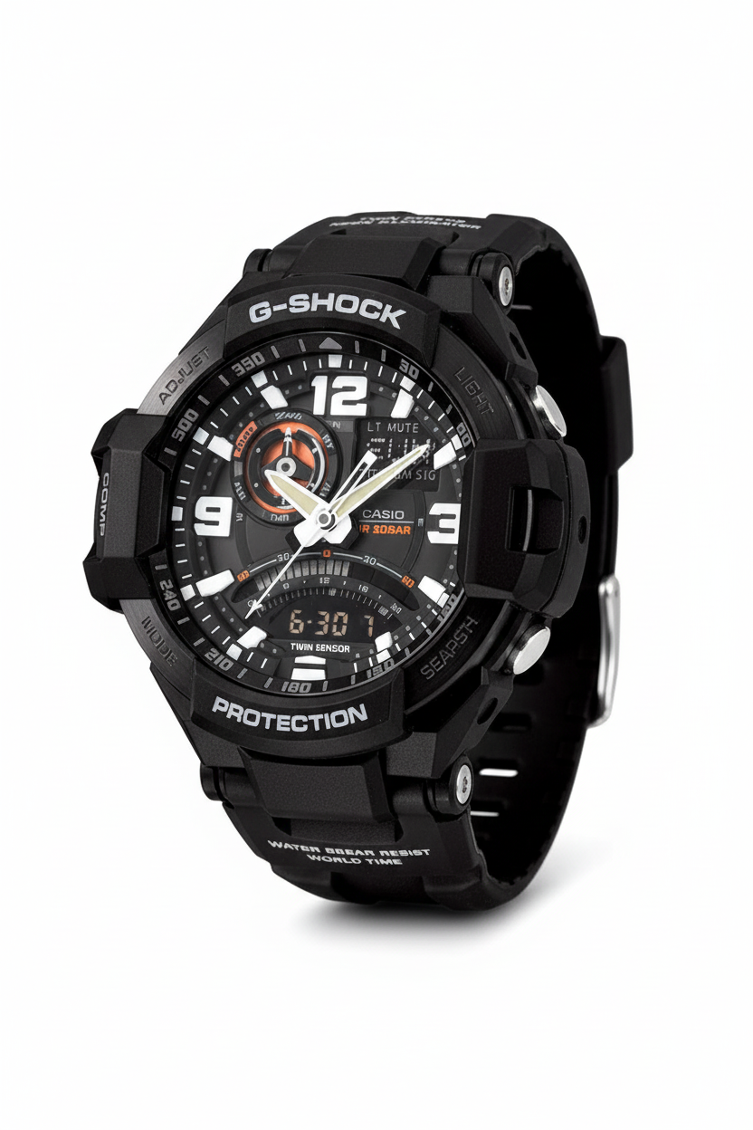 Casio G-Shock GA-1000-1ADR - fondo blanco ángulo