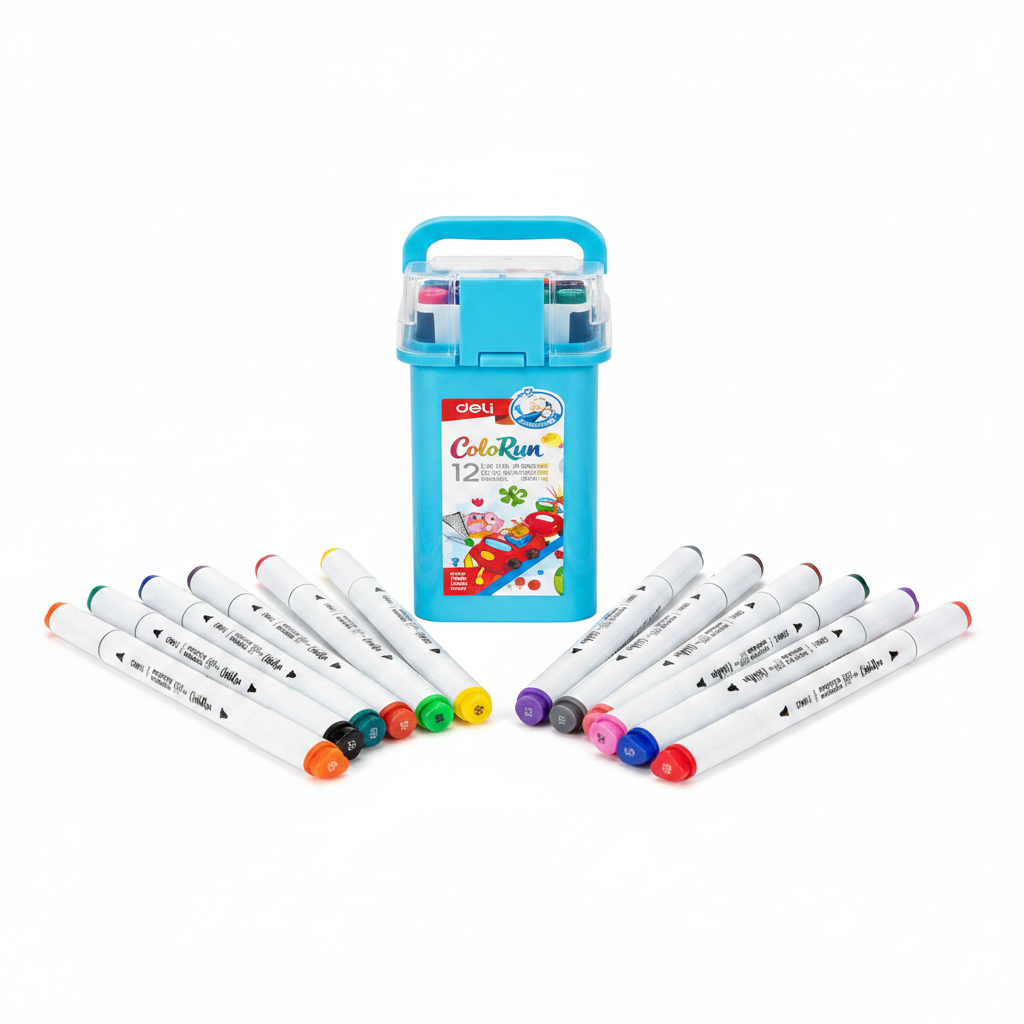 Marcador base alcohol DELI doble punta x12 unidades