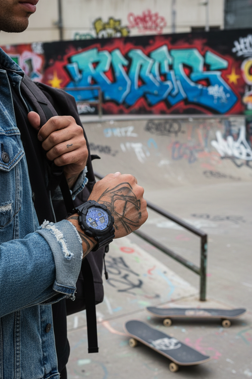 Casio G-Shock GA-100BP-1ADR lifestyle - skate park urbano