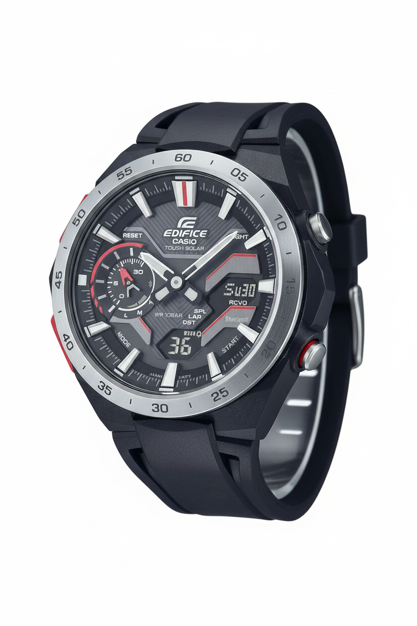 Casio Edifice ECB-2200P-1ADF - fondo blanco ángulo