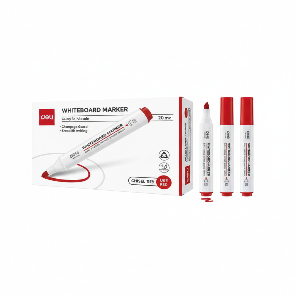 Marcador borrable DELI punta bala 1.8 mm Rojo x10 Unidades