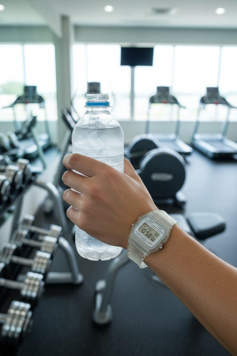 Casio F-91WS-7DF lifestyle - gimnasio activo
