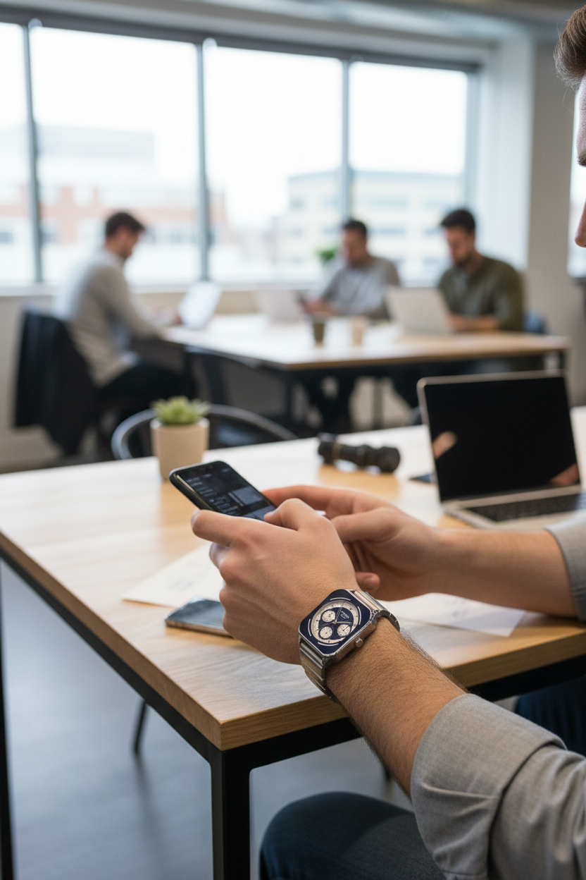 Lifestyle - Tech urbano coworking con smartphone