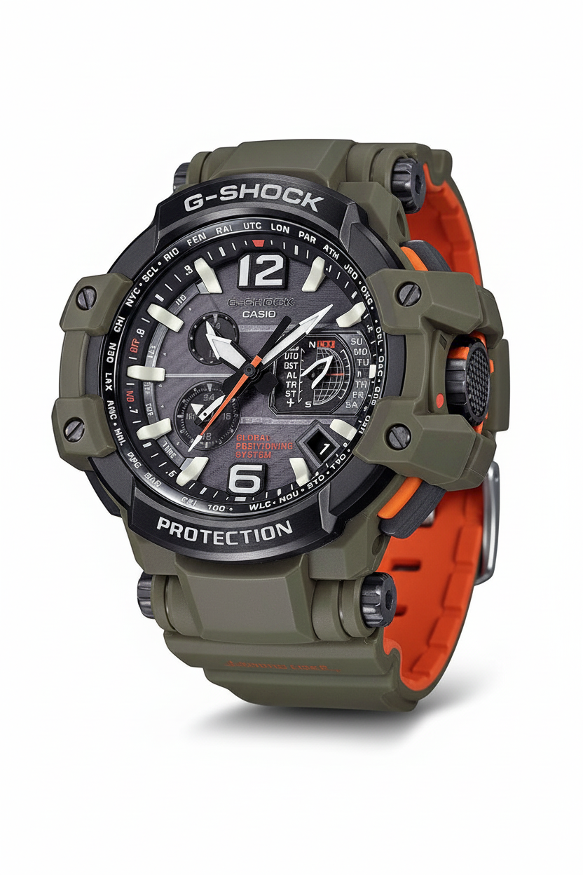 Casio G-Shock GPW-1000KH-3ADR - fondo blanco ángulo