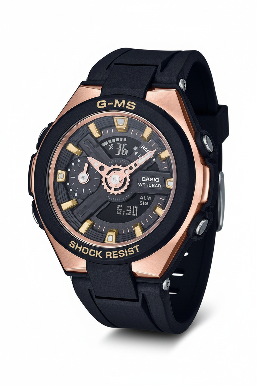 Casio MSG-400G-1A1DR - fondo blanco ángulo
