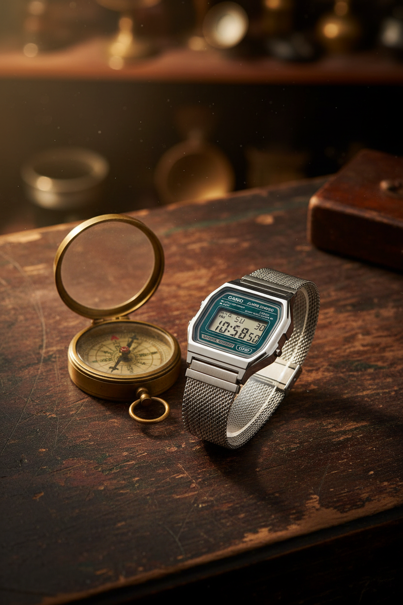 A158WEM-3DF RELOJ CASIO VINTAGE - PLATEADO