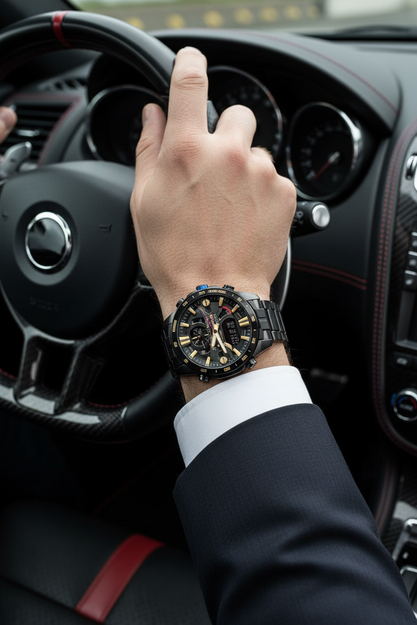 Casio Edifice ERA-201RBK-1ADR lifestyle - auto lujo