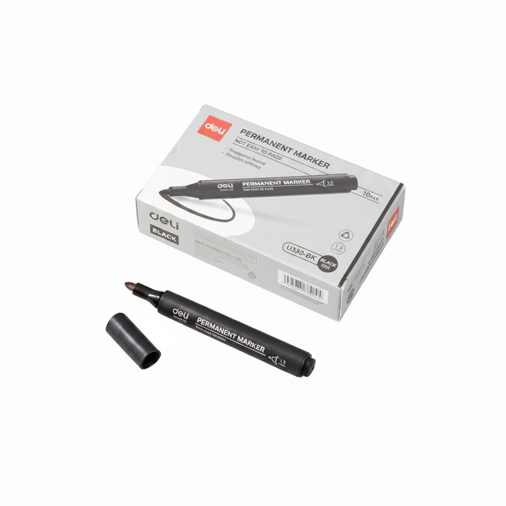Marcador permanente DELI punta de 1.8 mm tinta negra x10 Unidades
