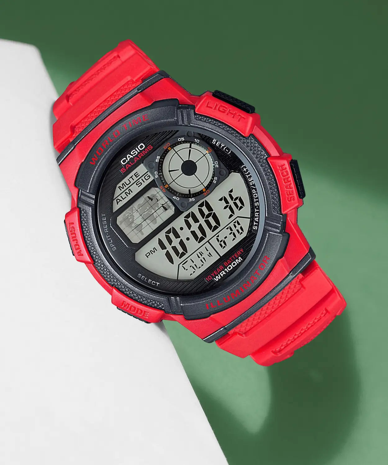 RELOJ PARA HOMBRE CASIO AE-1000W-4AVDF -ROJO