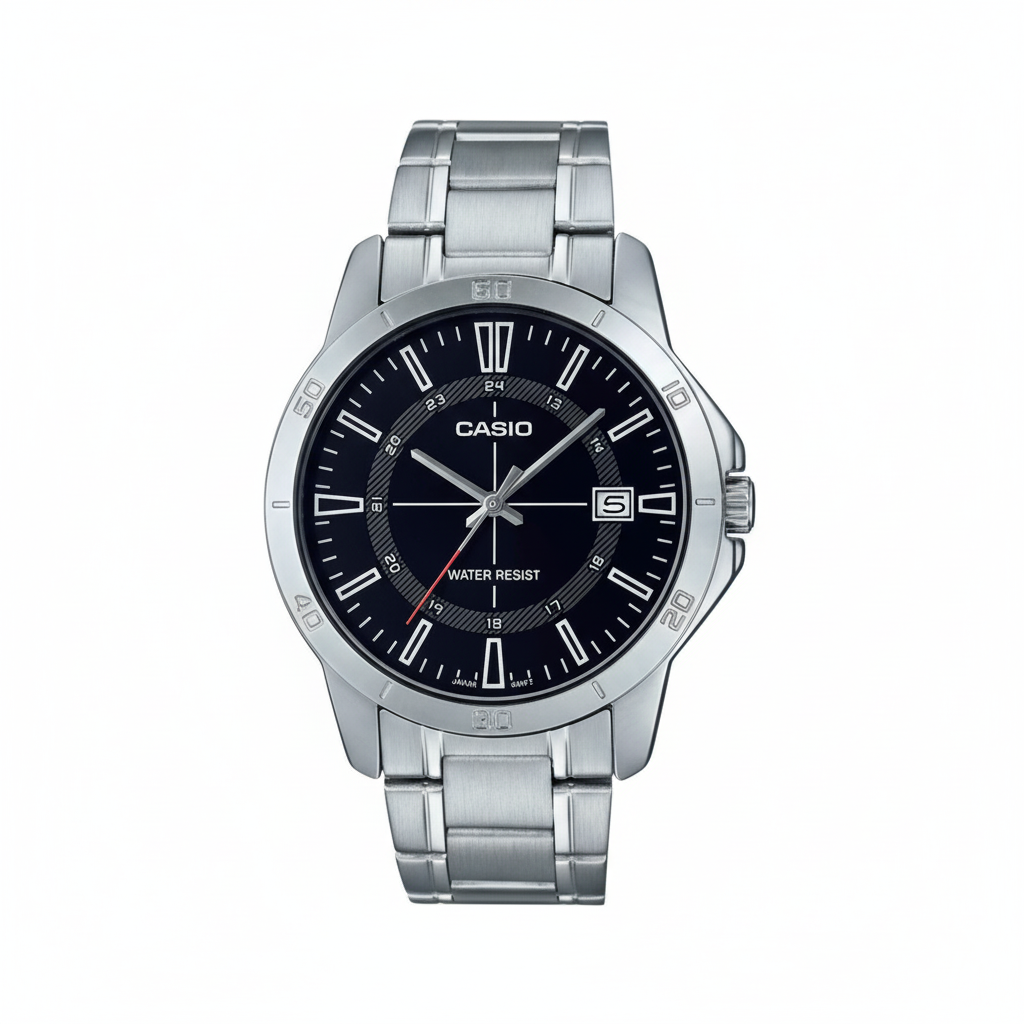 Vista superior del reloj Casio esfera negra