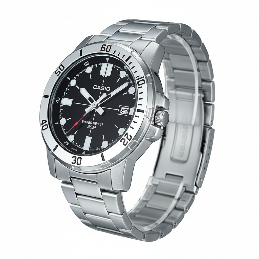 Vista tres cuartos del reloj Casio deportivo