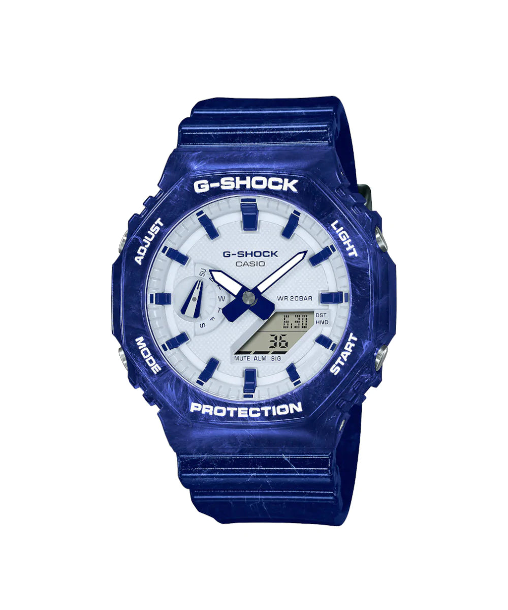 RELOJ ANÁLOGO DIGITAL PARA HOMBRE CASIO G-SHOCK GA-2100BWP-2ADR - AZUL