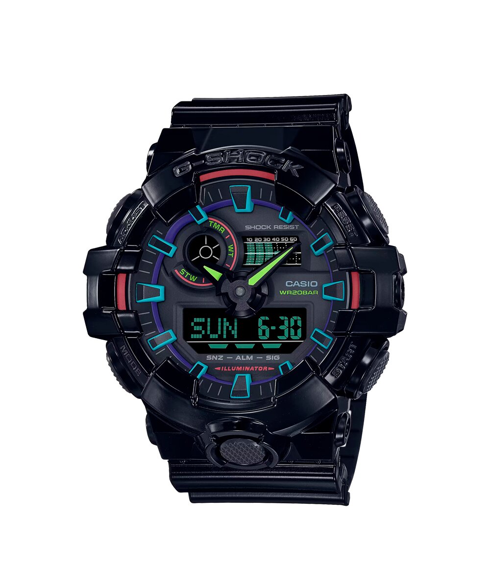 RELOJ ANÁLOGO DIGITAL PARA HOMBRE CASIO G-SHOCK GA-700RGB-1ADR - NEGRO