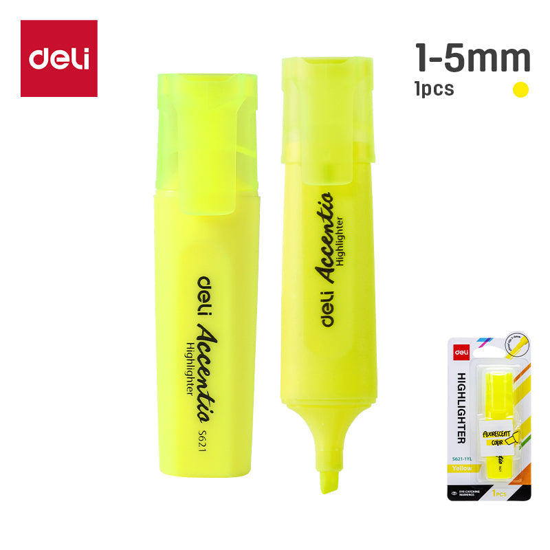Resaltador Deli Punta Biselada 1 a 5 mm Amarillo