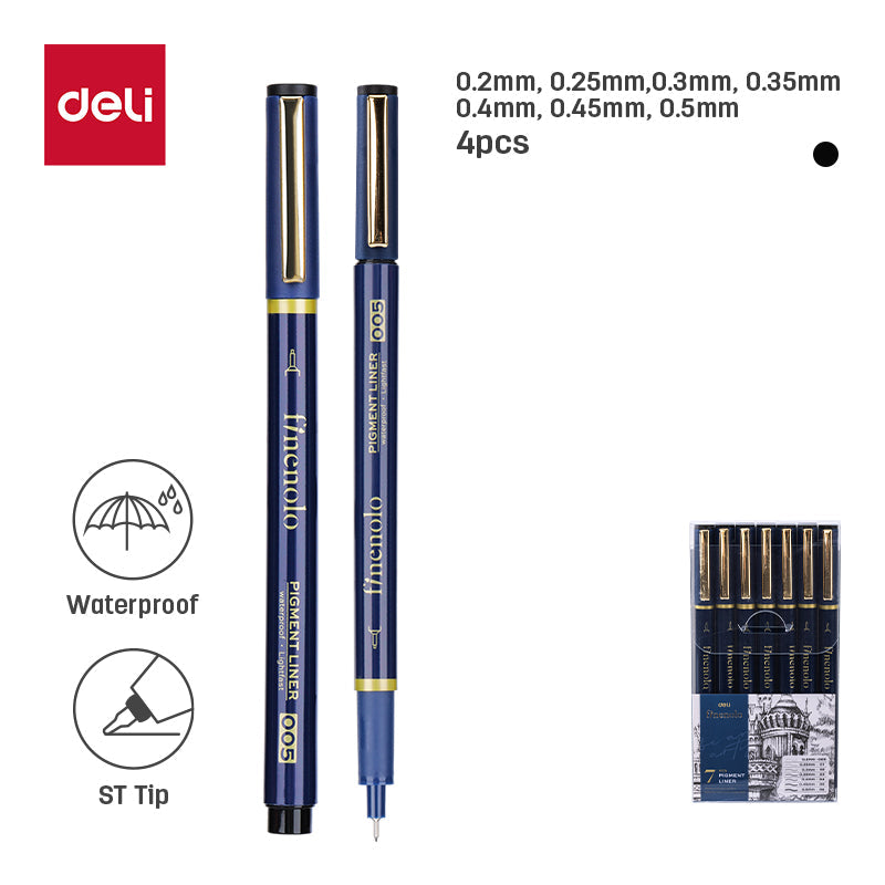 Set Deli de 7 Delineadores Fineliner de Puntas Diferentes