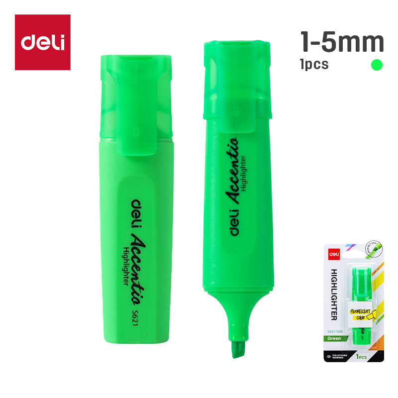 Resaltador Deli Punta Biselada 1 a 5 mm Verde