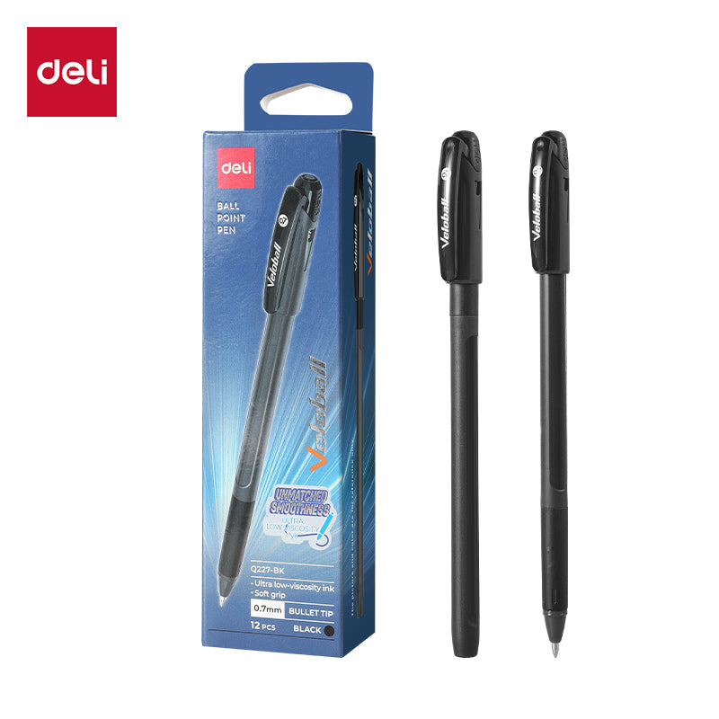 Bolígrafo Deli con Tapa Tinta Negra 0.7 mm Negro
