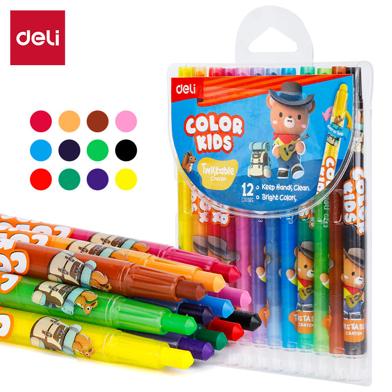 CRAYOLAS DELI COLOR KIDS RETRACTILES X12 UNDS SURTISO