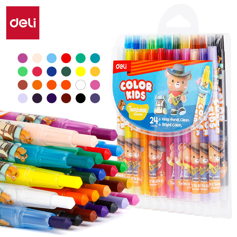 CRAYOLAS DELI COLOR KIDS RETRACTILES X12 UNDS SURTIDOS