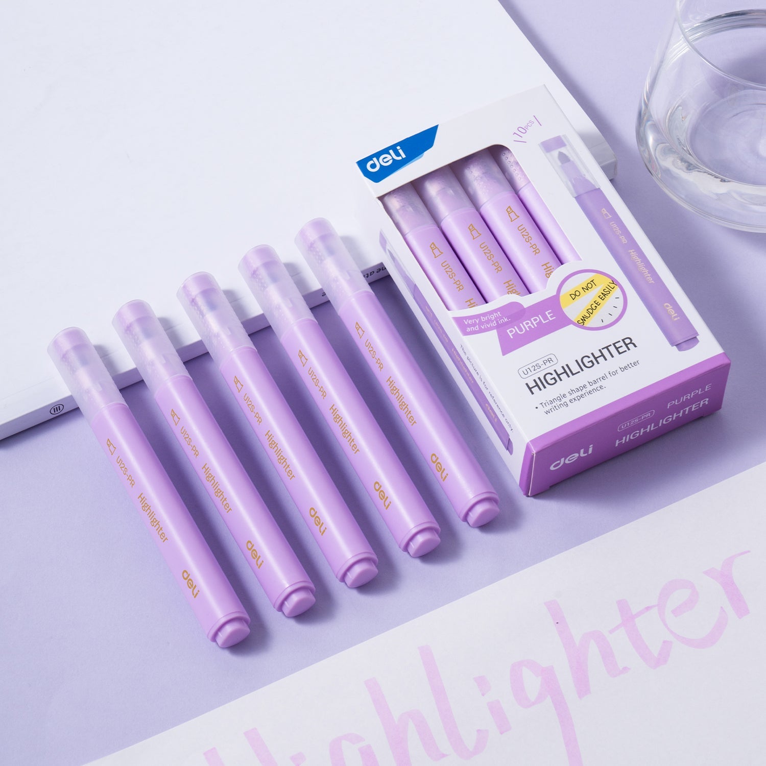 Resaltadores DELI punta biselada 1-4mm morado x10 unidades