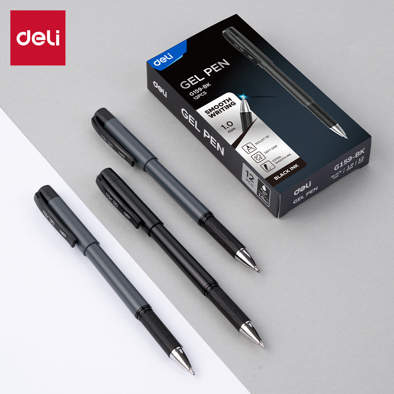 Bolígrafo Deli Ejecutivo Tinta Negra 1.0 mm Gris y Negro