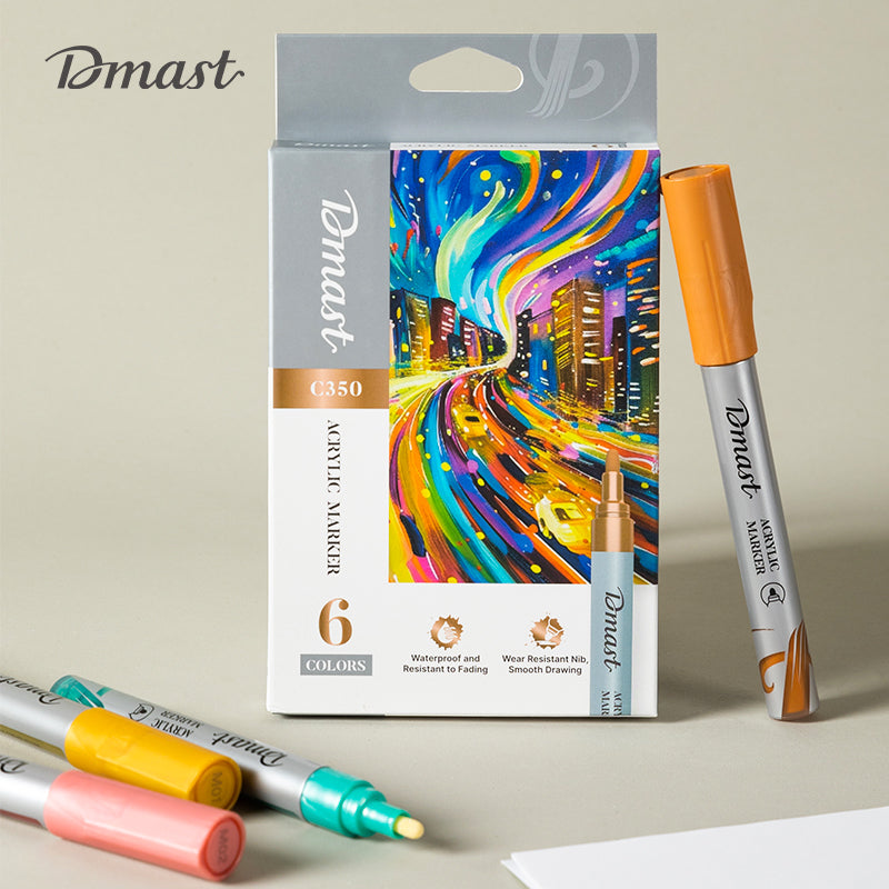 Marcador acrilico DELI punta 2.0 mm colores metalizados x6 Unidades