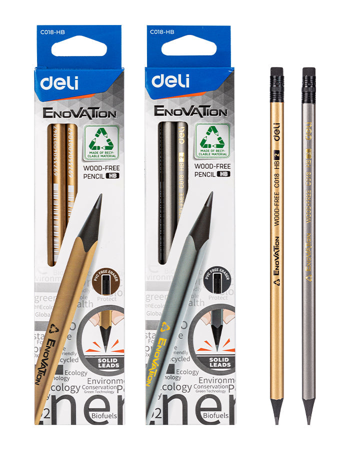 Lapiz grafito libre madera DELI triangular HB x12 unidades