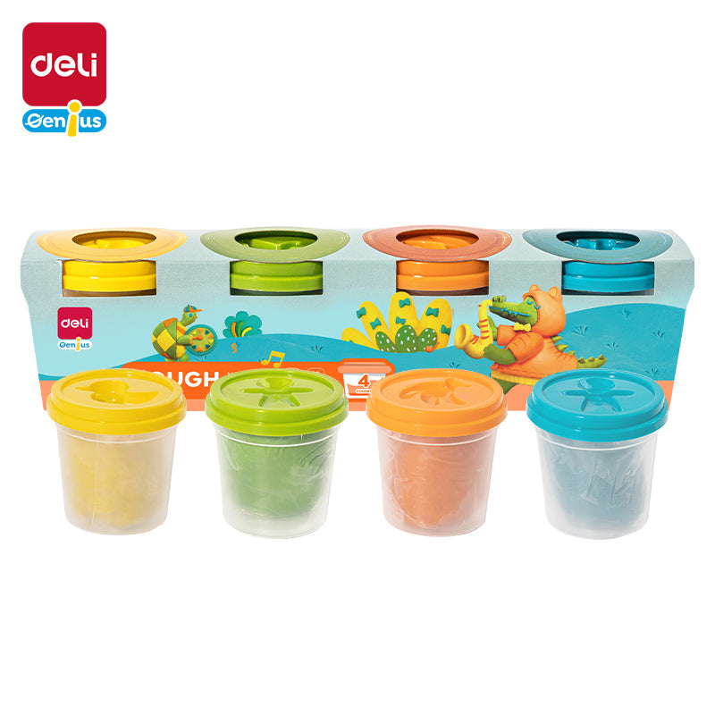 Set de masa moldeable DELI 4 onzas x unidad colores surtidos x4 Unidades
