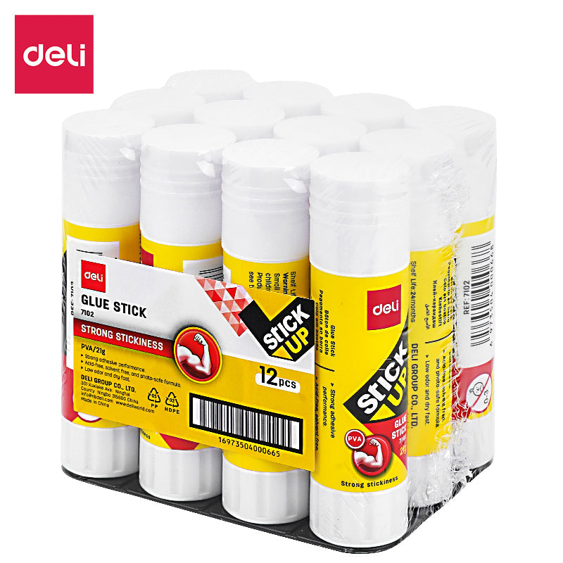 Pegante barra 21gr DELI Color blanco x12 unidades