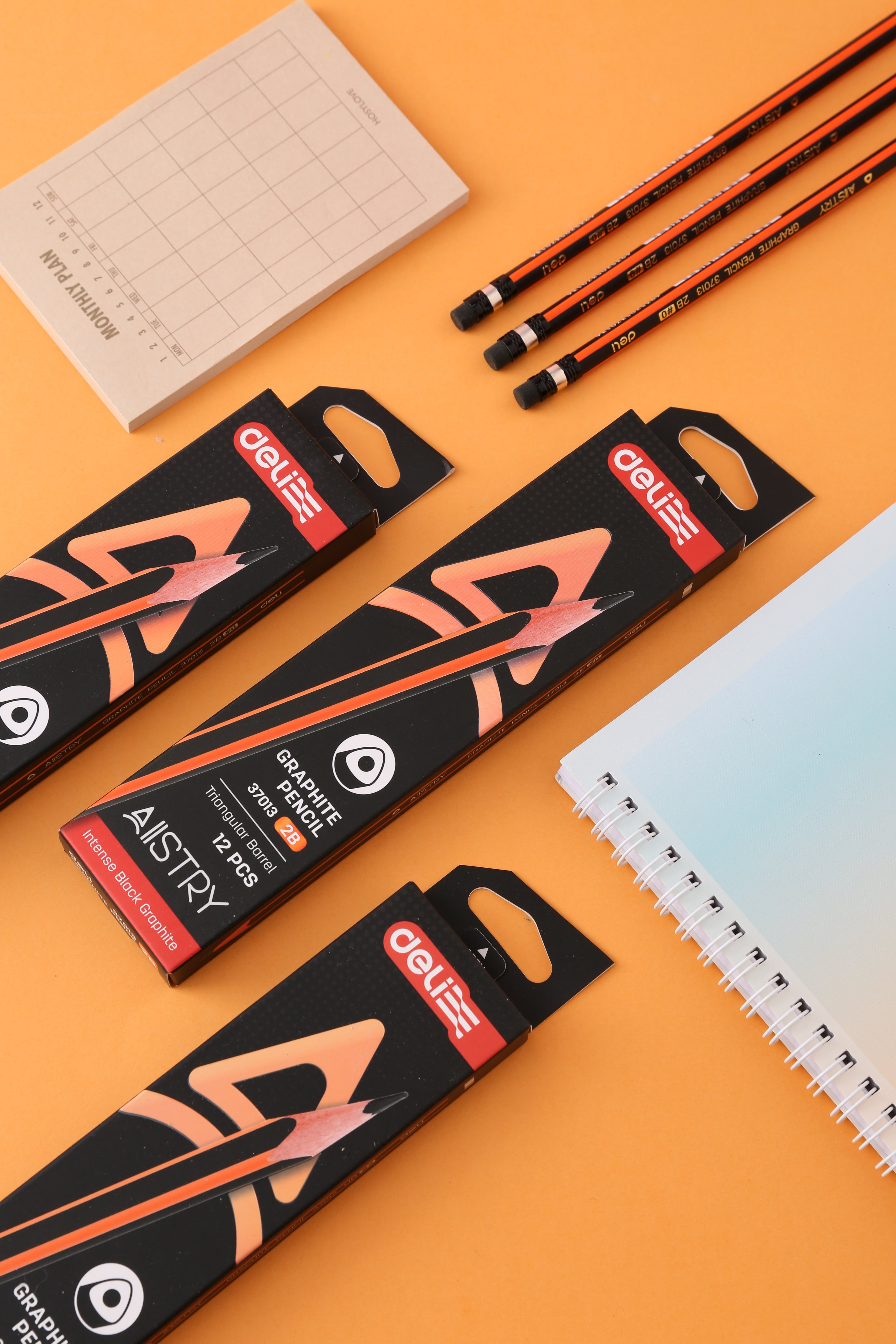 Lápiz grafito madera triangular 2B  x12 Unidades