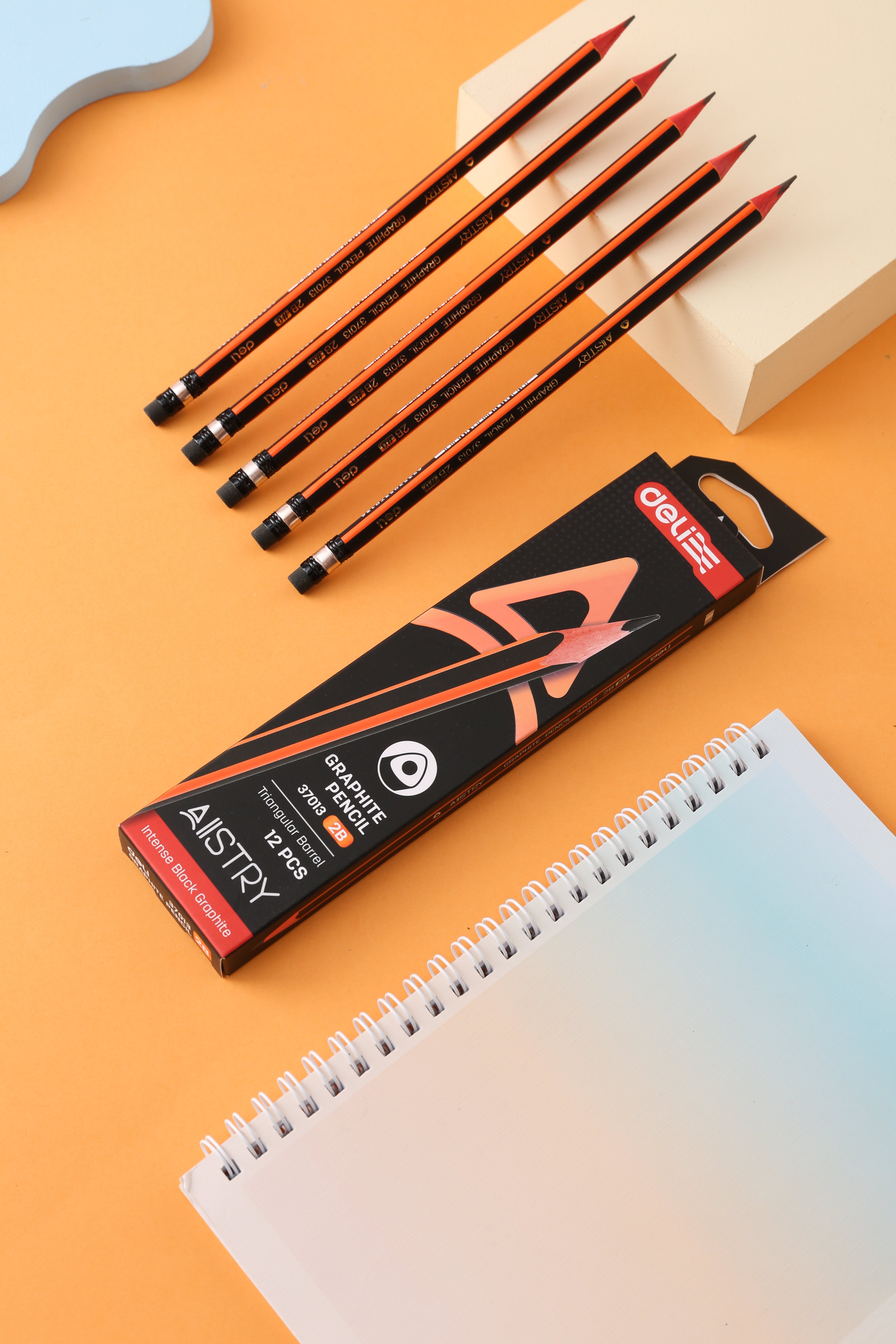Lápiz grafito madera triangular 2B  x12 Unidades