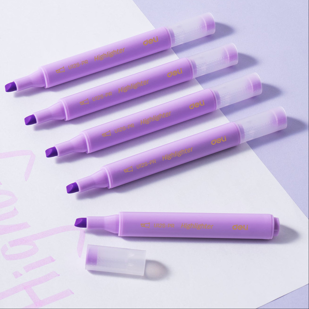 Resaltadores DELI punta biselada 1-4mm morado x10 unidades