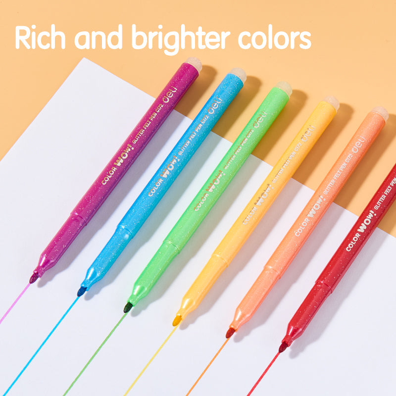 PLUMONES DELI ESCARCHADOS X 12 UNDS COLORES SURTIDOS