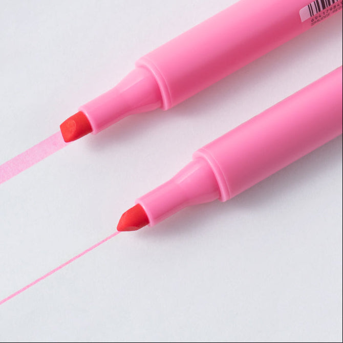 Resaltadores DELI punta biselada 1-4mm rosado x10 unidades