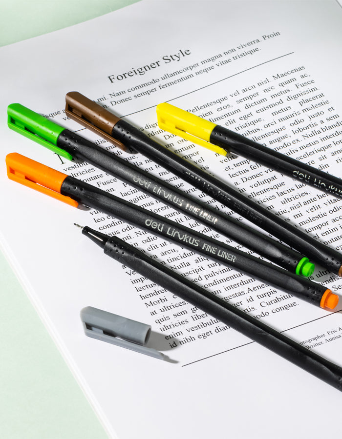 Estuche micropuntas DELI 0.45 tinta lavable x 6 unidades