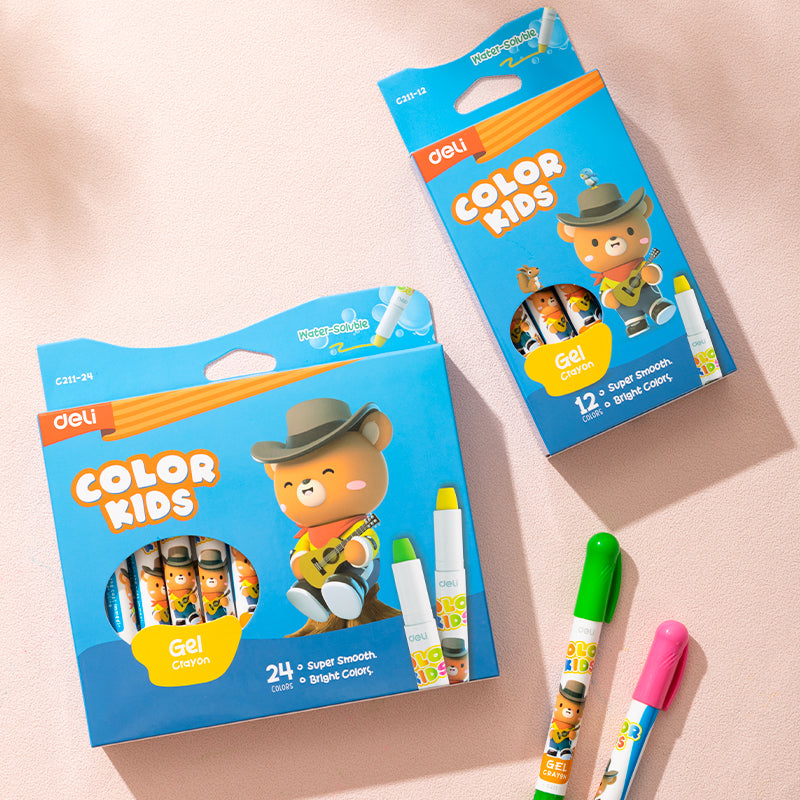 Crayon retractil gel DELI Colores surtidos x24 unidades