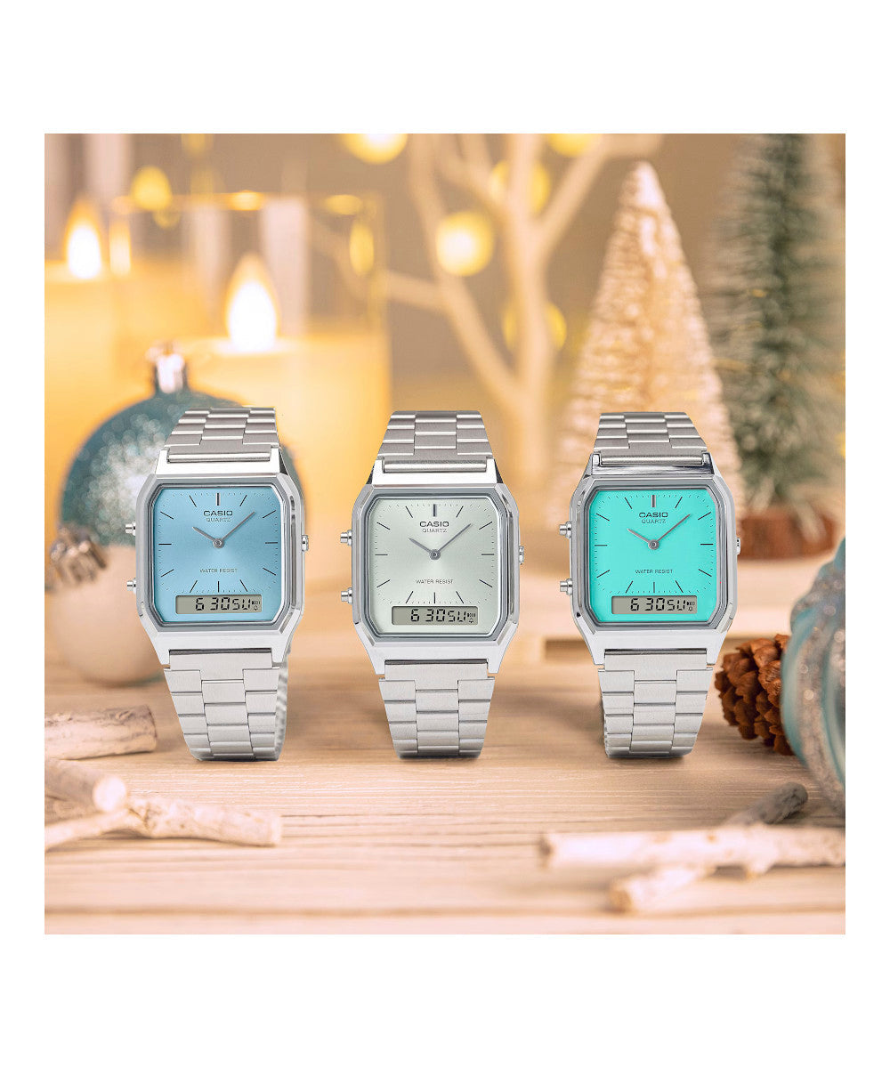 RELOJ CASIO VINTAGE AQ-230A-7AMQYDF -PLATEADO