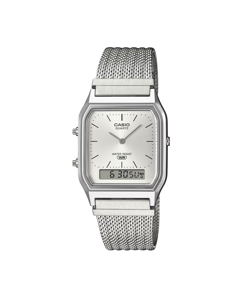 RELOJ CASIO VINTAGE AQ-230EM-7ADF - PLATEADO