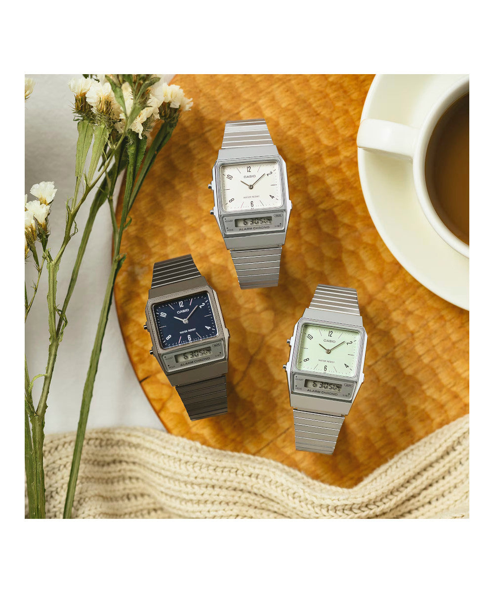 RELOJ CASIO VINTAGE  AQ-800E-7A2DF -PLATEADO