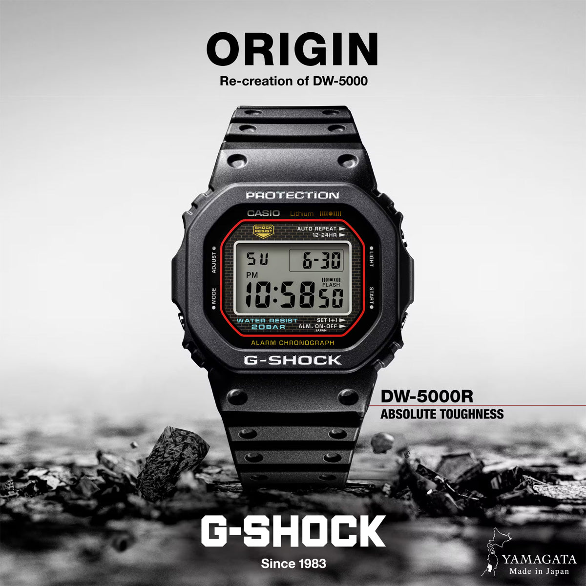 RELOJ DIGITAL PARA HOMBRE CASIO G-SHOCK DW-5000R-1ADR - NEGRO