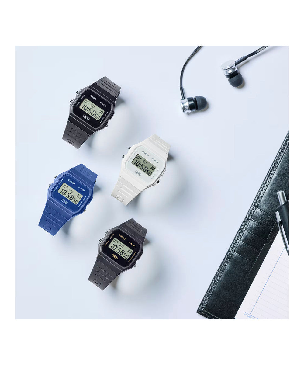 RELOJ UNISEX CASIO F-91WB-8ADF - NEGRO