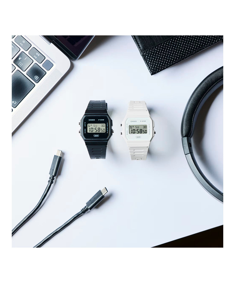 RELOJ UNISEX CASIO F-91WB-8ADF - NEGRO
